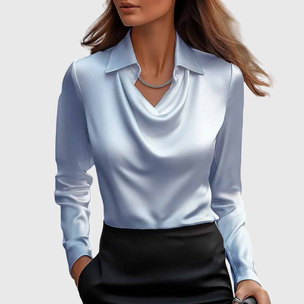 Brooklyn satijnen cowl-blouse | Straal Dag & Nacht - Afbeelding 7