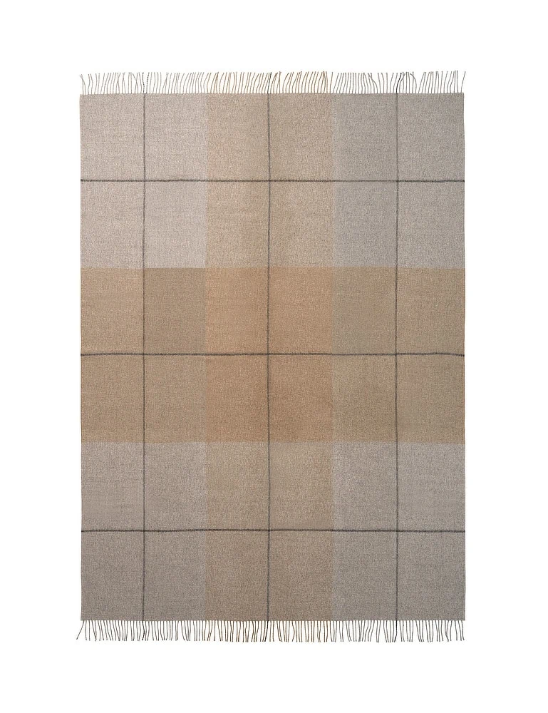 Plaid camel, grijs, baby alpacawol, Elvang Blocks Camel/Grey - Afbeelding 3