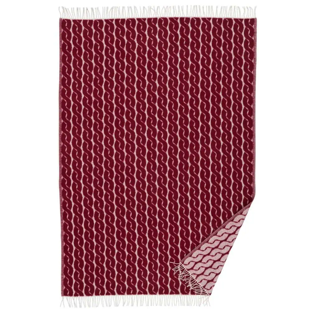 Plaid bordeauxrood, lamswol, Klippan Knit Burgundy - Afbeelding 2