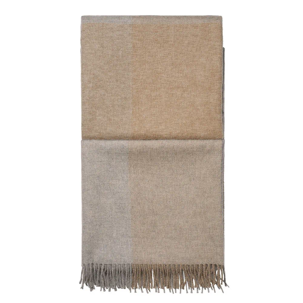 Plaid camel, grijs, baby alpacawol, Elvang Blocks Camel/Grey